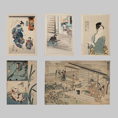 Lot 635 - A GROUP OF FIVE WOODBLOCK PRINTS