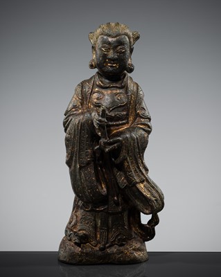 A GILT-LACQUERED BRONZE FIGURE OF AN ADORANT, LATE MING DYNASTY