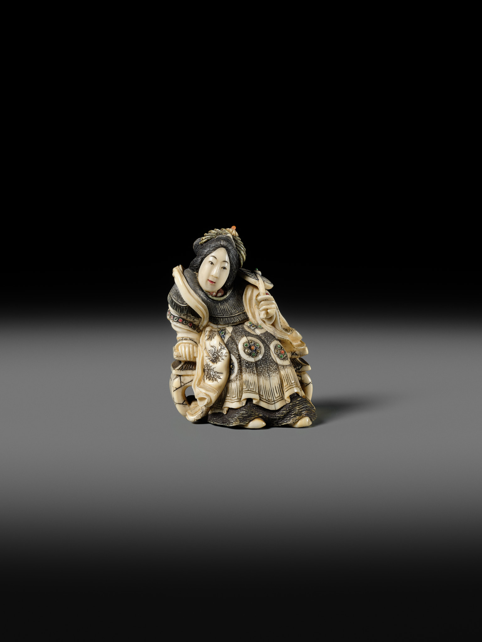 Lot 166 - ANRAKUSAI NOBUKUNI: A SUPERB INLAID IVORY