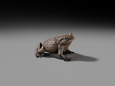 Lot 171 - A RARE YIXING FIGURE OF A TOAD, SIGNED CHEN MINGYUAN, EARLY QING DYNASTY