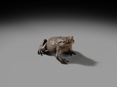 Lot 171 - A RARE YIXING FIGURE OF A TOAD, SIGNED CHEN MINGYUAN, EARLY QING DYNASTY