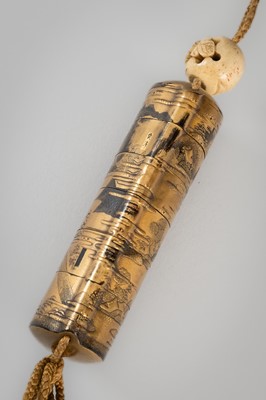 Lot 1408 - YOYUSAI: A FINE FIVE-CASE LACQUER INRO WITH SCENIC LOCATIONS