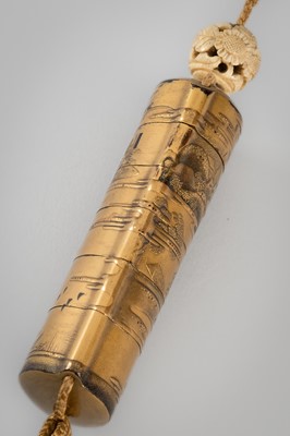 Lot 1408 - YOYUSAI: A FINE FIVE-CASE LACQUER INRO WITH SCENIC LOCATIONS