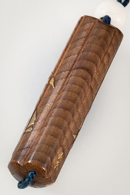 Lot 1422 - A RARE BAMBOO AND MARQUETRY INRO, ZESHIN SCHOOL