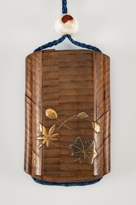 Lot 1422 - A RARE BAMBOO AND MARQUETRY INRO, ZESHIN SCHOOL