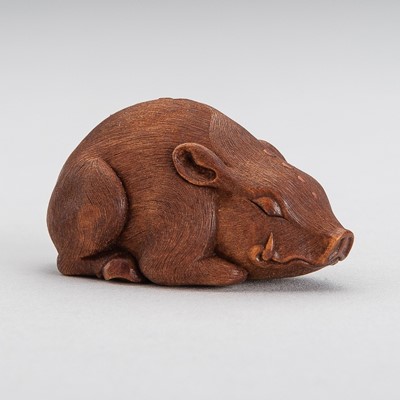 Lot 1823 - VADYM PYVOVAR: A WOOD NETSUKE OF A BOAR