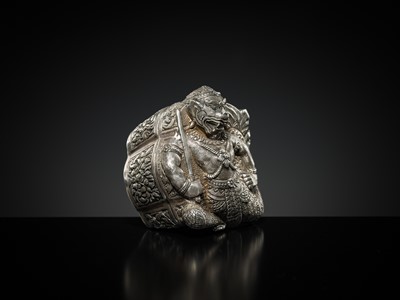 Lot 152 - A SILVER REPOUSSÉ ‘MACCHANU’ BOX AND COVER, PHNOM PENH, CIRCA 1900
