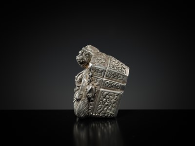 Lot 152 - A SILVER REPOUSSÉ ‘MACCHANU’ BOX AND COVER, PHNOM PENH, CIRCA 1900