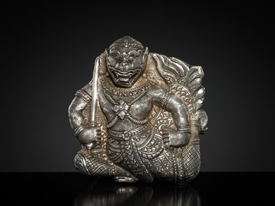 Lot 152 - A SILVER REPOUSSÉ ‘MACCHANU’ BOX AND COVER, PHNOM PENH, CIRCA 1900