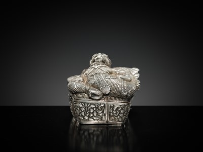 Lot 152 - A SILVER REPOUSSÉ ‘MACCHANU’ BOX AND COVER, PHNOM PENH, CIRCA 1900
