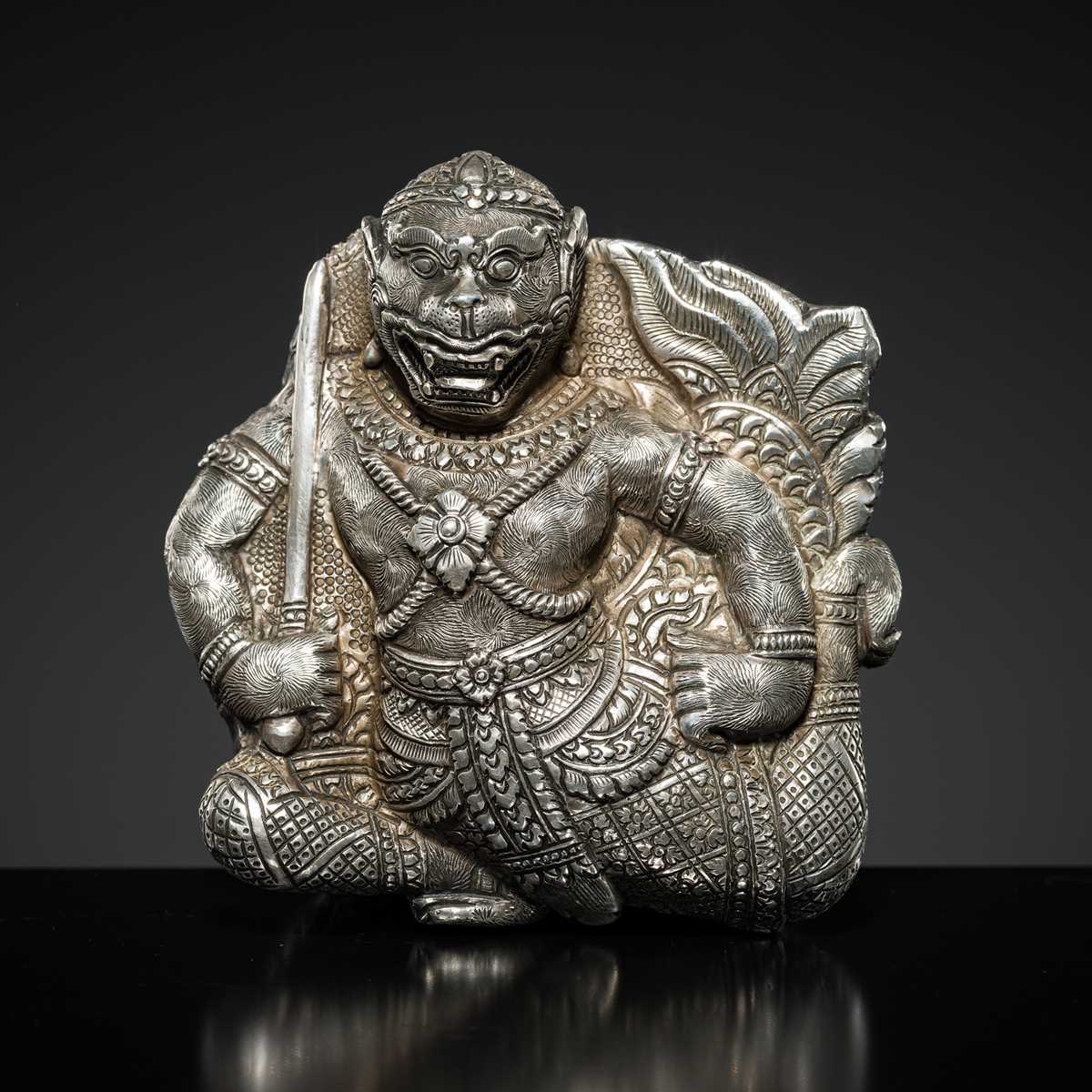 Lot 152 - A SILVER REPOUSSÉ ‘MACCHANU’ BOX AND COVER, PHNOM PENH, CIRCA 1900