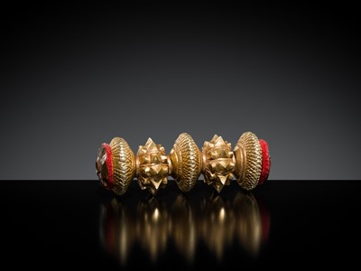 Lot 173 - A LARGE GILT-COPPER TILHARI PENDANT, NEPAL, 19TH – FIRST HALF OF 20TH CENTURY