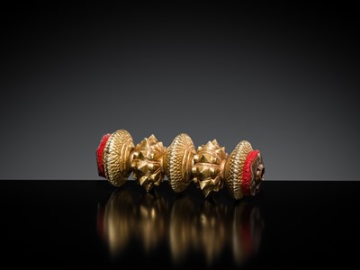 Lot 173 - A LARGE GILT-COPPER TILHARI PENDANT, NEPAL, 19TH – FIRST HALF OF 20TH CENTURY
