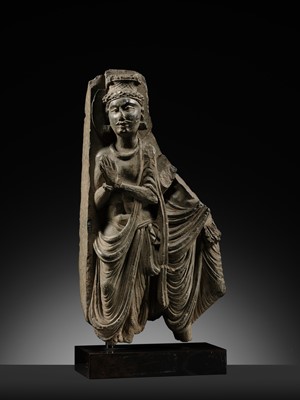 Lot 572 - A GRAY SCHIST RELIEF OF INDRA, ANCIENT REGION OF GANDHARA, 2ND-3RD CENTURY