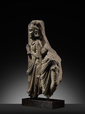 Lot 572 - A GRAY SCHIST RELIEF OF INDRA, ANCIENT REGION OF GANDHARA, 2ND-3RD CENTURY