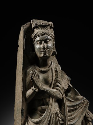 Lot 572 - A GRAY SCHIST RELIEF OF INDRA, ANCIENT REGION OF GANDHARA, 2ND-3RD CENTURY