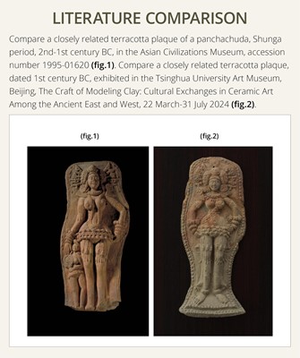 Lot 579 - A TERRACOTTA PLAQUE DEPICTING A PANCHACHUDA, CHANDRAKETUGARH , SHUNGA PERIOD, CIRCA 2ND-1ST CENTURY BC