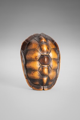 Lot 389 - MASATOMO: A WOOD NETSUKE OF A TORTOISE
