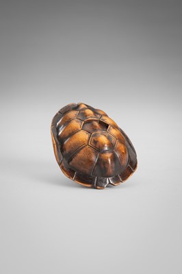 Lot 389 - MASATOMO: A WOOD NETSUKE OF A TORTOISE