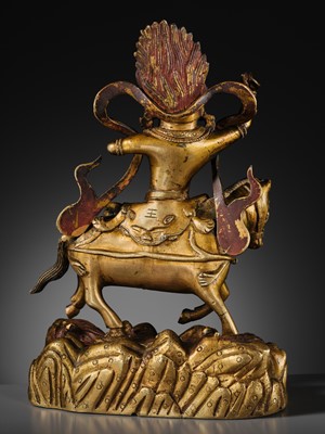 Lot 16 - A GILT BRONZE FIGURE OF SRI DEVI, PALDEN LHAMO, TIBET, 18TH CENTURY