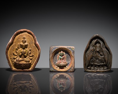 Lot 259 - A GROUP LOT WITH THREE RELIGIOUS RELIQUARIES, TIBET, 19th CENTURY