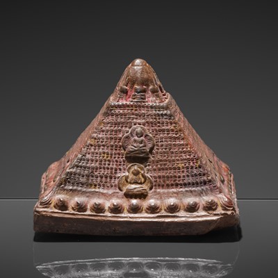 Lot 252 - A FIRED CLAY ‘PYRAMID STUPA’ TSA-TSA, 19TH CENTURY