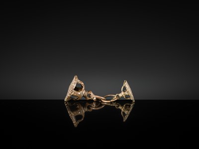 Lot 212 - A GROUP OF NINE BRONZE DEVOTIONAL BODY STAMPS, CHHAPA, INDIA, LATE 18TH-EARLY 20TH CENTURY