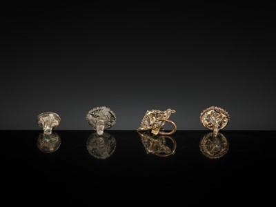 Lot 212 - A GROUP OF NINE BRONZE DEVOTIONAL BODY STAMPS, CHHAPA, INDIA, LATE 18TH-EARLY 20TH CENTURY