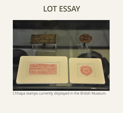 Lot 212 - A GROUP OF NINE BRONZE DEVOTIONAL BODY STAMPS, CHHAPA, INDIA, LATE 18TH-EARLY 20TH CENTURY