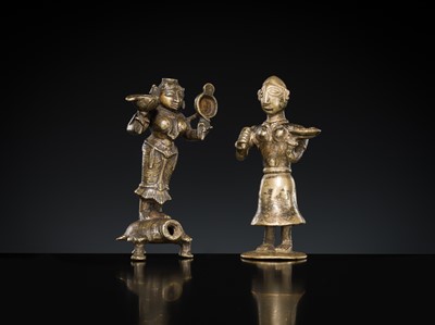 Lot 182 - A GROUP OF TWO BRASS FIGURES, DECCAN, 19TH CENTURY