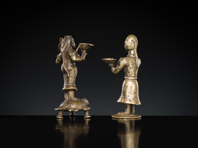 Lot 182 - A GROUP OF TWO BRASS FIGURES, DECCAN, 19TH CENTURY