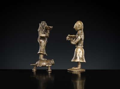 Lot 182 - A GROUP OF TWO BRASS FIGURES, DECCAN, 19TH CENTURY
