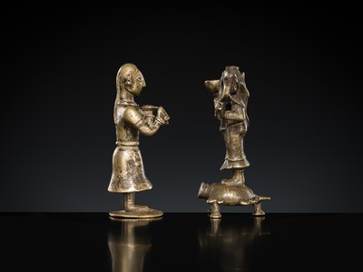 Lot 182 - A GROUP OF TWO BRASS FIGURES, DECCAN, 19TH CENTURY