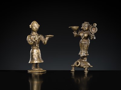 Lot 182 - A GROUP OF TWO BRASS FIGURES, DECCAN, 19TH CENTURY
