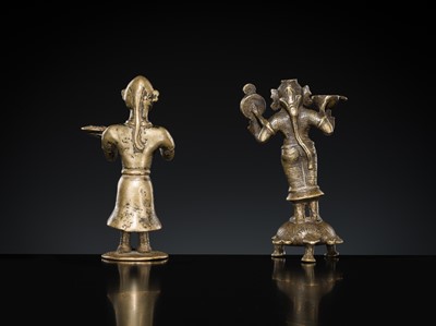 Lot 182 - A GROUP OF TWO BRASS FIGURES, DECCAN, 19TH CENTURY