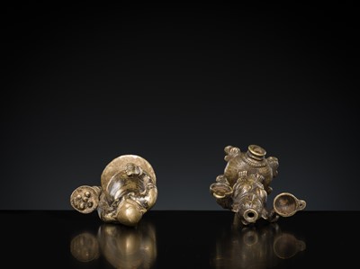 Lot 182 - A GROUP OF TWO BRASS FIGURES, DECCAN, 19TH CENTURY