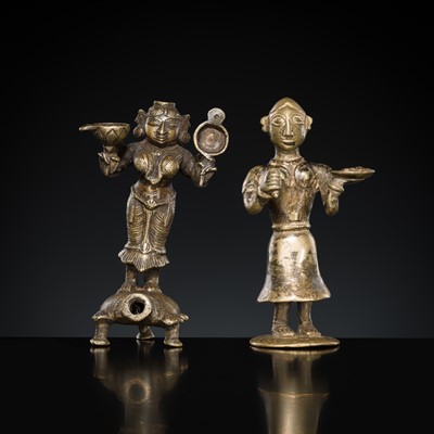 Lot 182 - A GROUP OF TWO BRASS FIGURES, DECCAN, 19TH CENTURY