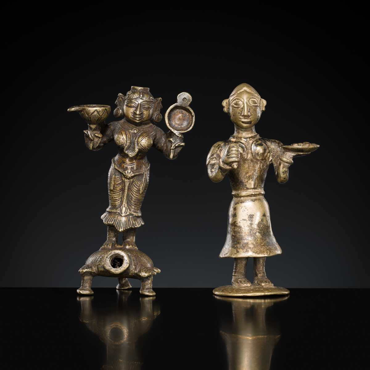 Lot 182 - A GROUP OF TWO BRASS FIGURES, DECCAN, 19TH CENTURY