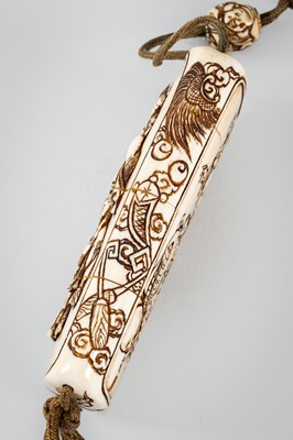 Lot 256 - TAKACHIKA: A FINE IVORY THREE-CASE INRO DEPICTING EBISU AND DAIKOKU