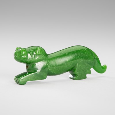 Lot 1341 - A PYU GLASS ‘TIGER AND CUB’ TALISMAN, 200-100 CE