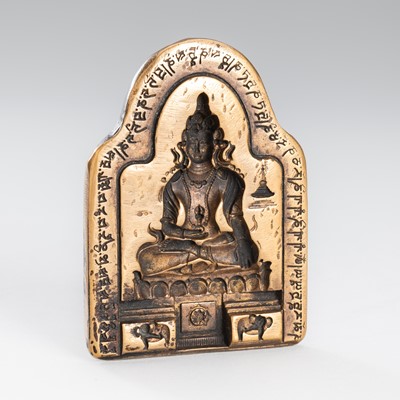 Lot 726 - A BRASS TSA-TSA MOLD, TIBET, 19TH CENTURY OR LATER