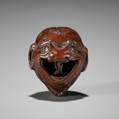 Lot 362 - MINRYOSAI: A VERY RARE KURUMI MASK NETSUKE