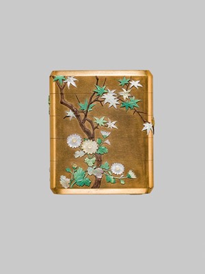 Lot 55 - NANKEI AND MUNEAKI: A SUPERB SHIBAYAMA FOUR-CASE LACQUER INRO WITH MAPLE AND CHRYSANTHEMUMS