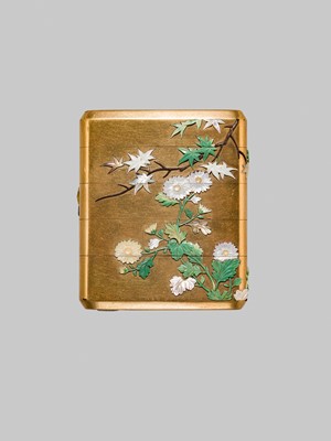 Lot 55 - NANKEI AND MUNEAKI: A SUPERB SHIBAYAMA FOUR-CASE LACQUER INRO WITH MAPLE AND CHRYSANTHEMUMS