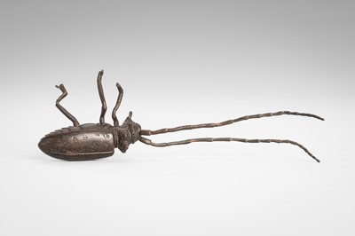 Lot 47 - AN ARTICULATED BRONZE OKIMONO OF A BEETLE