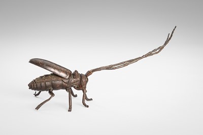 Lot 47 - AN ARTICULATED BRONZE OKIMONO OF A BEETLE