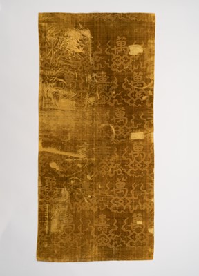 Lot 822 - A YELLOW SILK-LINED VELVET WALL PANEL, 19th CENTURY