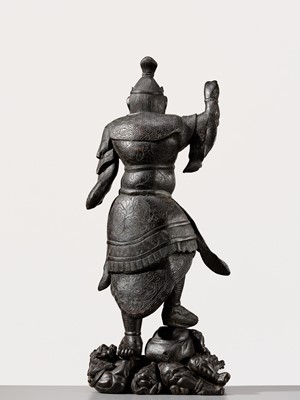 A RARE AND LARGE BRONZE FIGURE OF BISHAMONTEN, EDO PERIOD