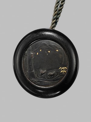 Lot 1405 - A FOUR-CASE SILVER LACQUER INRO WITH CRANES