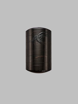 Lot 1436 - TOJU: A FINE FIVE-CASE YAMIMAKI LACQUER INRO WITH CROWS